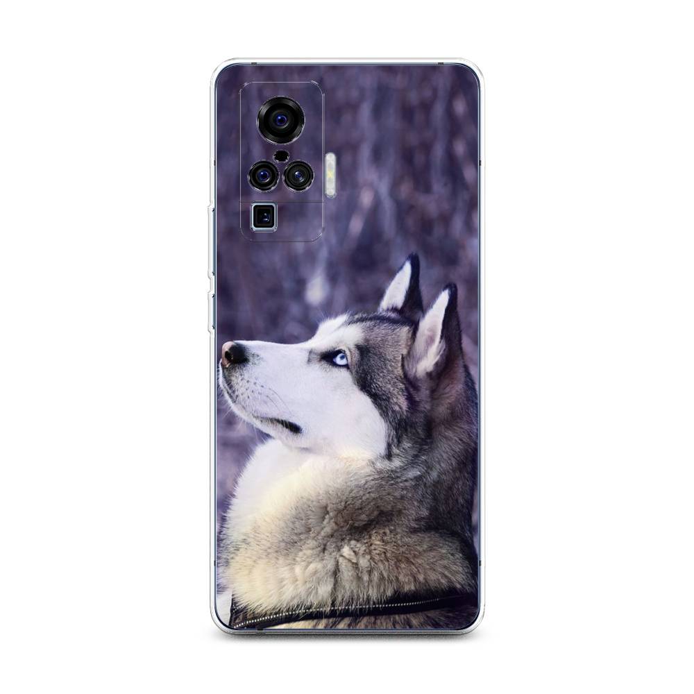 

Чехол на Vivo X50 Pro "Хаски 1", Фиолетовый;белый, 262350-1