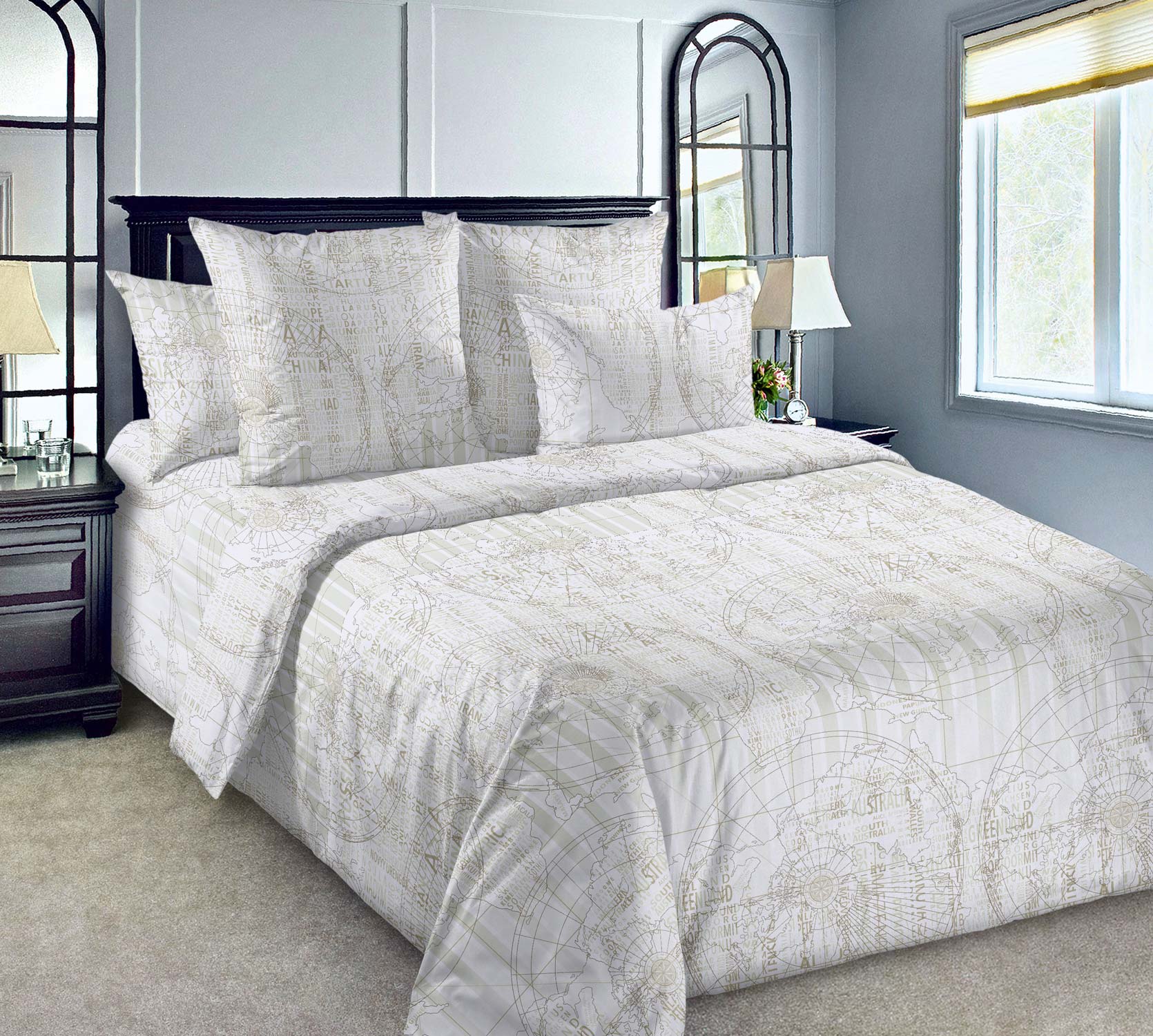 

Постельное белье Абрис 1, перкаль, 1.5-спальное, наволочки 70х70, серия Города перкаль