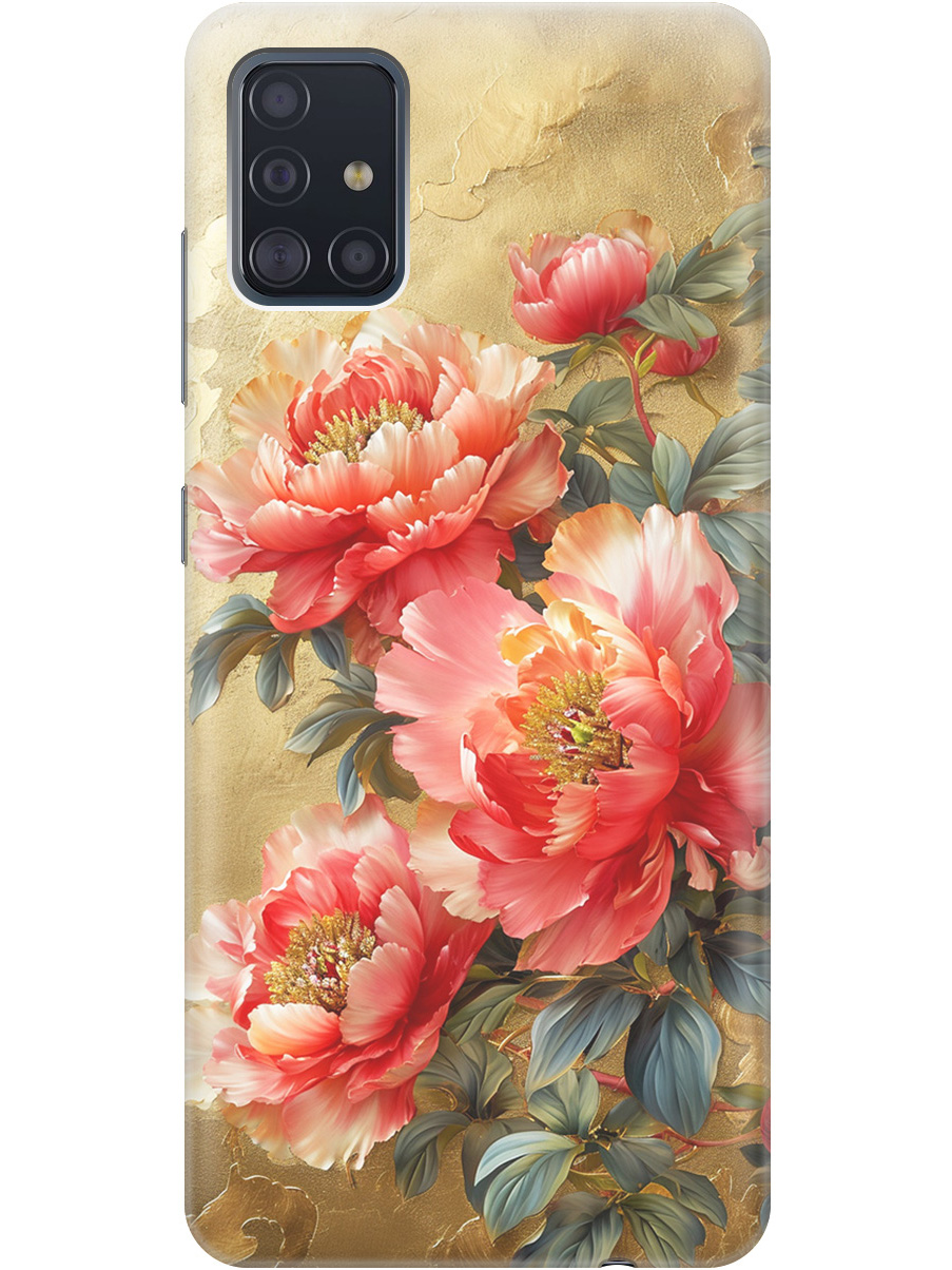 

Силиконовый чехол на Samsung Galaxy A51 с принтом "Винтажные пионы", Прозрачный;зеленый;золотистый;красный, 722409123