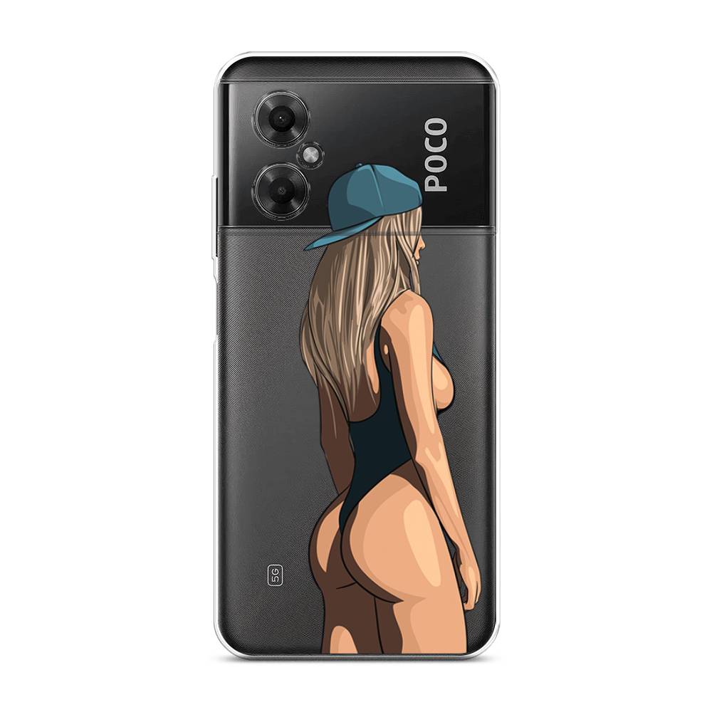 

Чехол на Xiaomi Poco M4 5G "Девушка в черном купальнике", Зеленый;бежевый;черный, 316550-6
