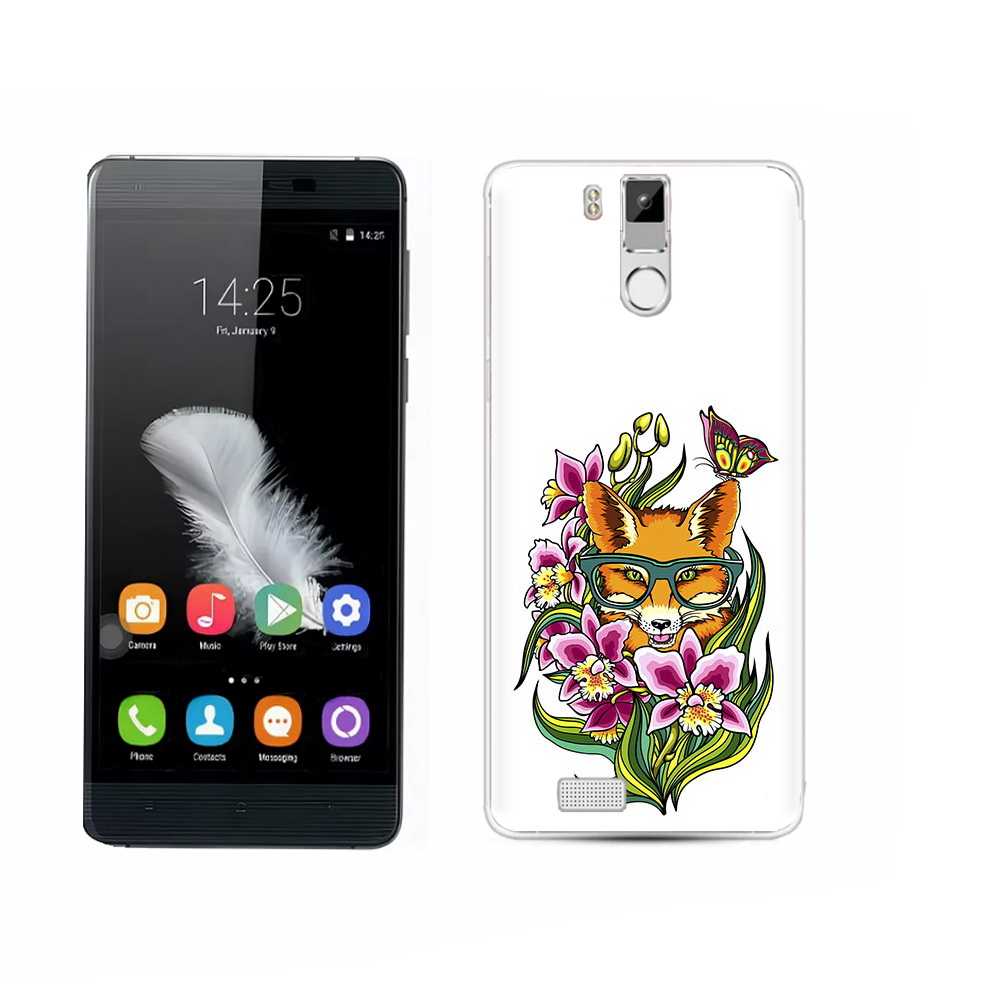 

Чехол MyPads Tocco для Oukitel K6000 Pro Лиса в цветах, Прозрачный, Tocco