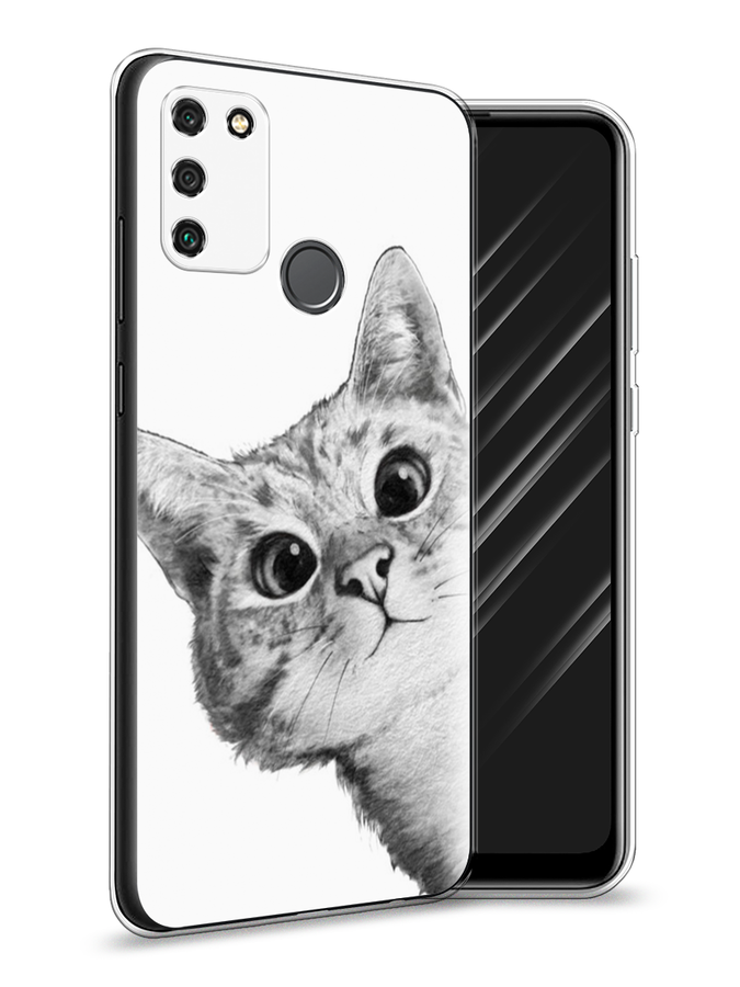 

Чехол Awog на Honor 9A "Кот рисунок черно-белый", Черный, 612350-1