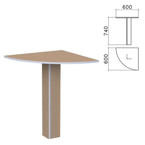 фото Стол приставной угловой "бюджет", 600х600х740 мм, орех онтарио, 402664-160