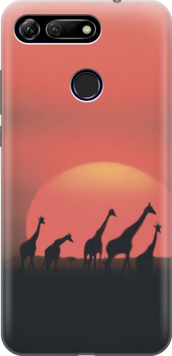

Силиконовый чехол на Honor View 20 (V20) с принтом "Жирафы", 6448
