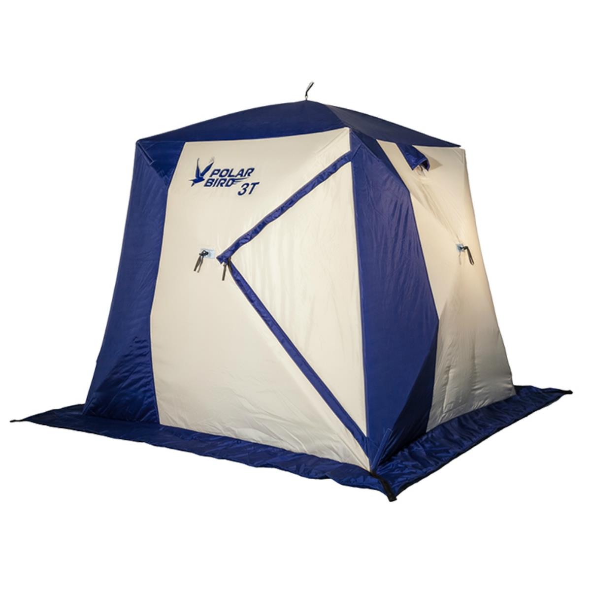 

Палатка Снегирь Polar Bird 4Т long, для рыбалки, 4 места, белый/синий, Polar Bird 4Т long