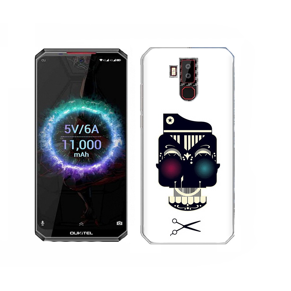 

Чехол MyPads Tocco для Oukitel K13 Pro черно белый скелет с яркими глазами, Прозрачный, Tocco