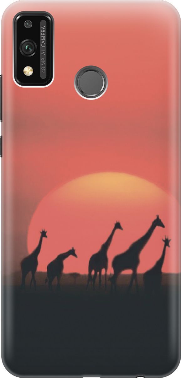 

Силиконовый чехол на Honor 9X Lite с принтом "Жирафы", Красный, 6427