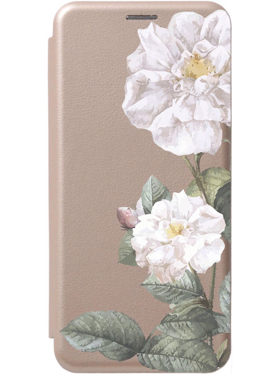 

Чехол-книжка на Honor 9с 3D принтом "White Rose" золотой, Золотистый;серый, 5225