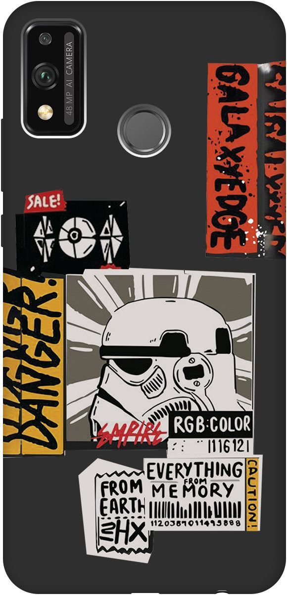 

Матовый чехол на Honor 9X Lite с принтом "Stormtrooper Stickers" черный, Черный;белый, 8370