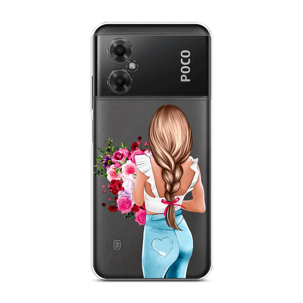 

Чехол на Xiaomi Poco M4 5G "Девушка с цветами", Коричневый;розовый;голубой, 316550-6