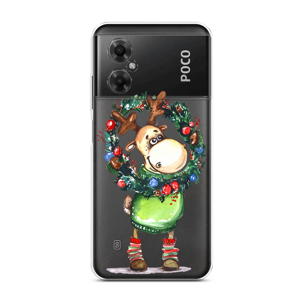 

Чехол на Xiaomi Poco M4 5G "Олень с новогодним венком", 316550-4