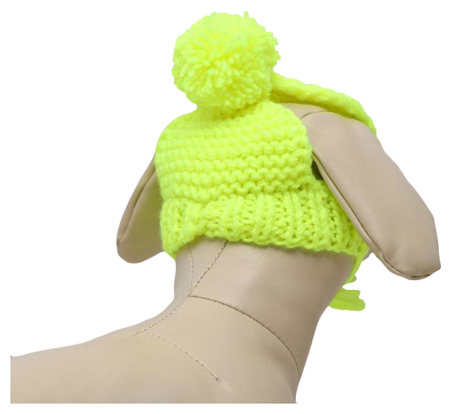 Шапка вязаная для собак микс, M, объем головы 28 см, высота 9 см