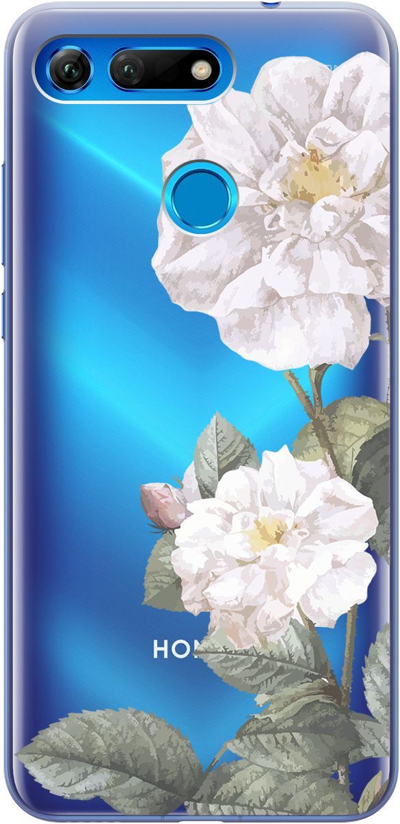 

Силиконовый чехол на Honor View 20 (V20) с принтом "White Rose" прозрачный, Прозрачный;черный, 5234
