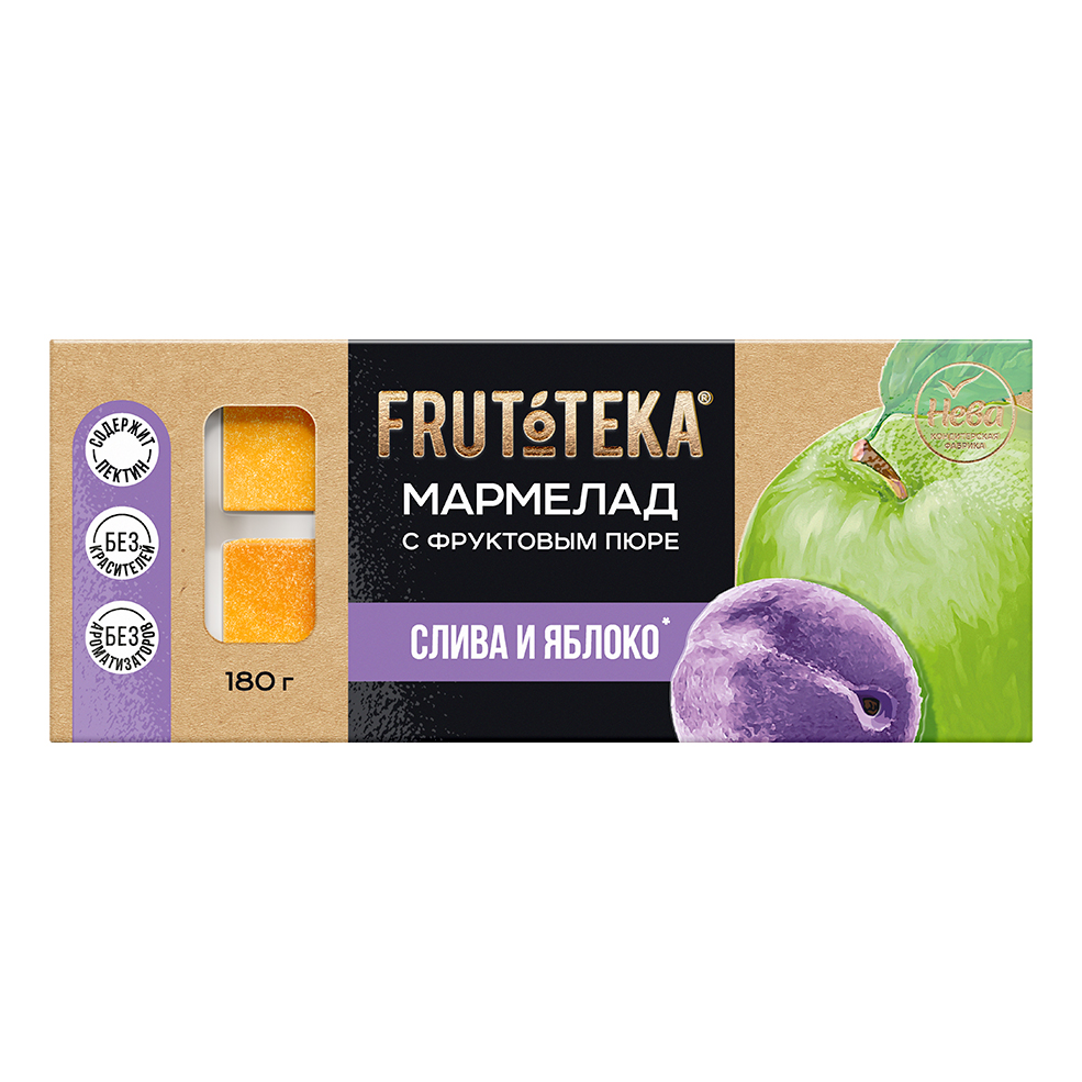 Мармелад Frutoteka с фруктовым пюре сливой яблоком на изомальте 180 г