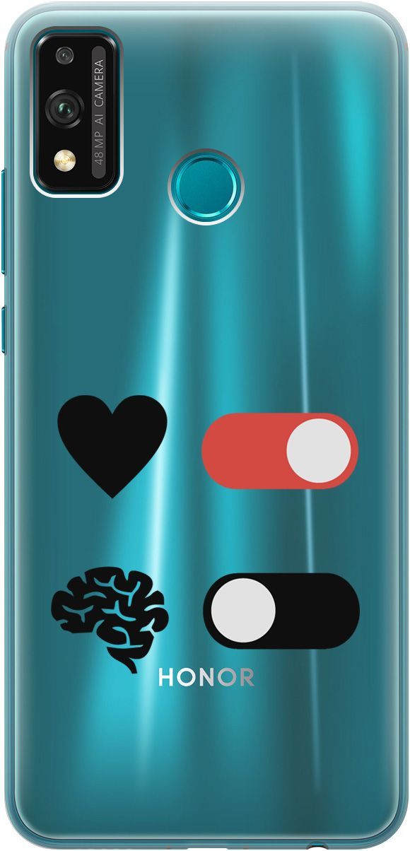 

Силиконовый чехол на Honor 9X Lite с 3D принтом "Brain Off" прозрачный, Прозрачный;белый, 5231