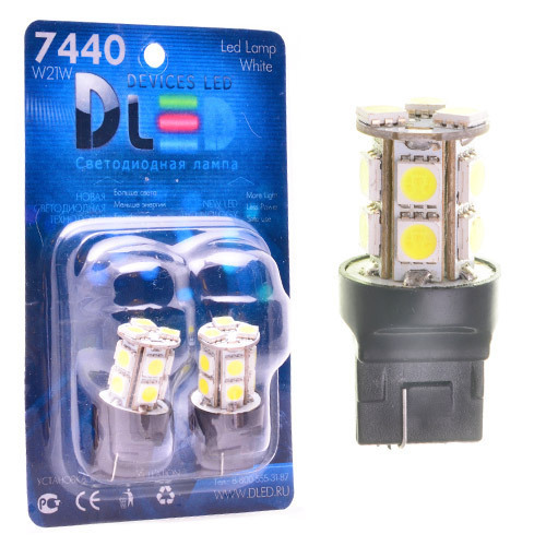 

Светодиодная автомобильная лампа W21W-T20-7440-W3x16d-13 SMD 5050 (Красная) 2 шт., W21W - T20 - 7440 - W3x16d - 13 SMD 5050 (Красная) Красная