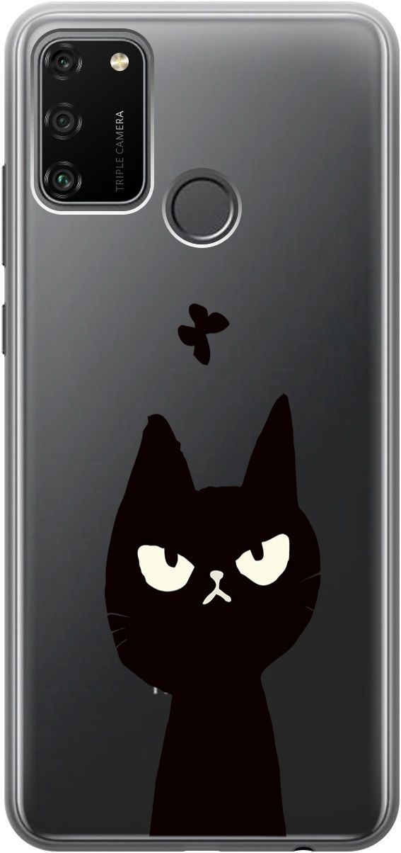 

Силиконовый чехол на Honor 9A с 3D принтом "Disgruntled Cat" прозрачный, Прозрачный;черный, 5228