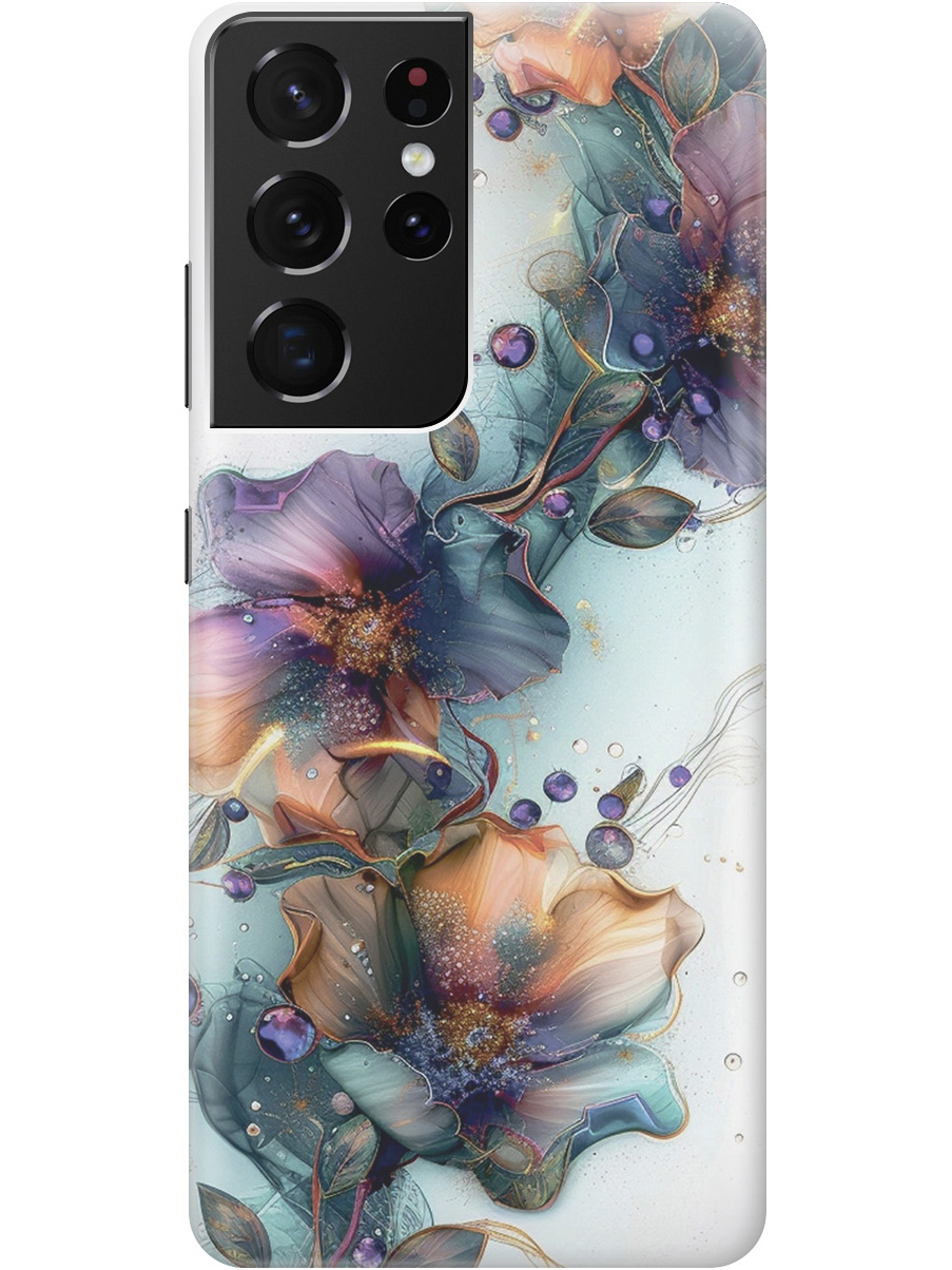 

Силиконовый чехол на Samsung Galaxy S21 Ultra с принтом "Мистические цветы", Прозрачный;белый;зеленый, 724127610