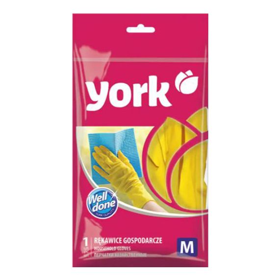 Перчатки для уборки York хозяйственные желтые M