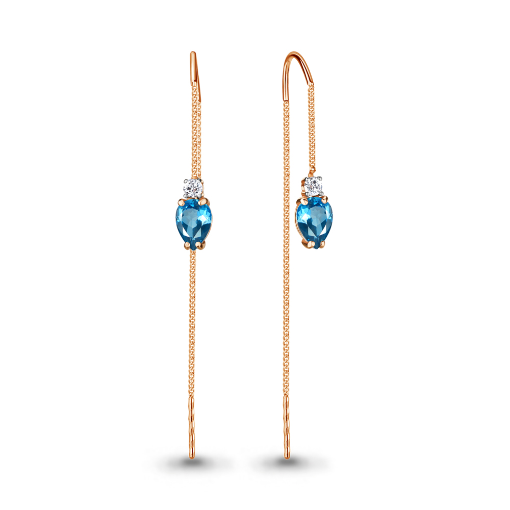

Серьги из серебра с топазом\фианитом Aquamarine Aquamarine 4744905А_925_з, 4744905А_925_з