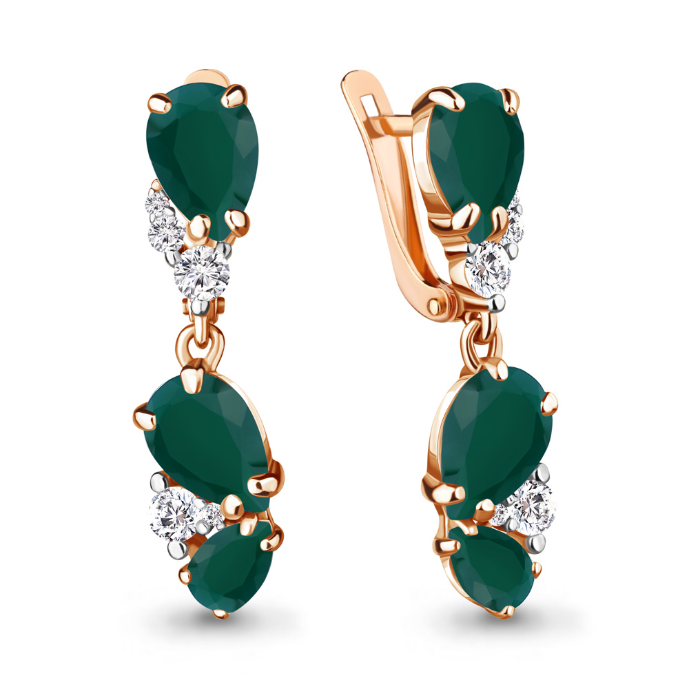 

Серьги из серебра с агатом\фианитом Aquamarine Aquamarine 4743409А_925_з, 4743409А_925_з