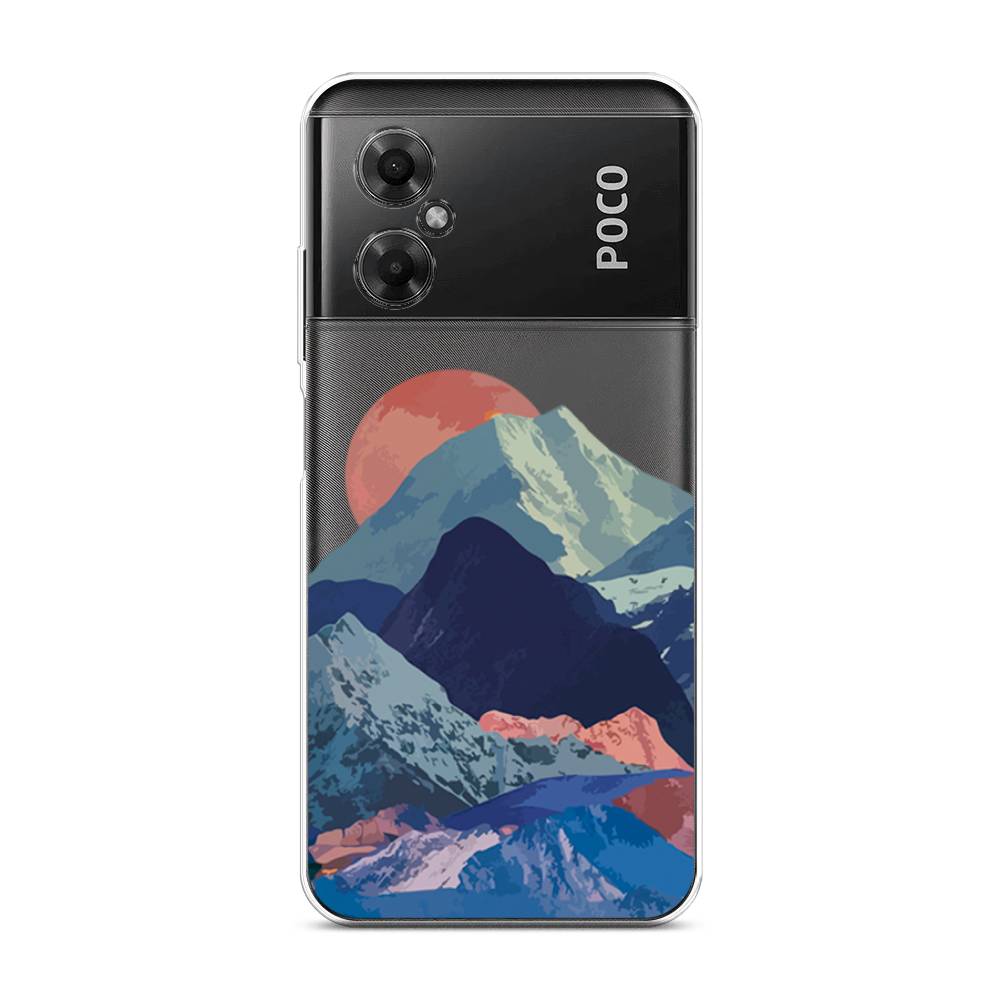 

Чехол на Xiaomi Poco M4 5G "Закат в снежных горах", Красный;серый;голубой, 316550-2