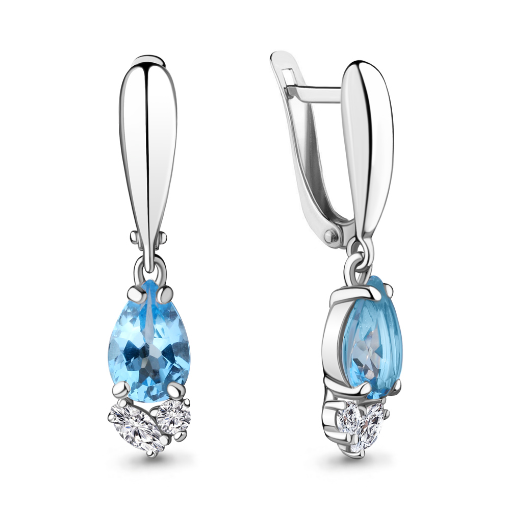 

Серьги из серебра с топазом\фианитом Aquamarine Aquamarine 4743005А_925_р, 4743005А_925_р