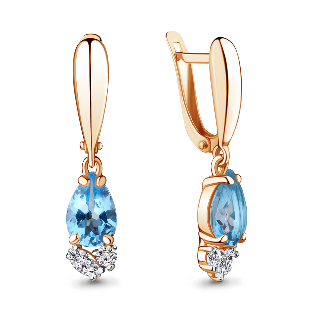 

Серьги из серебра с топазом\фианитом Aquamarine Aquamarine 4743005А_925_з, 4743005А_925_з