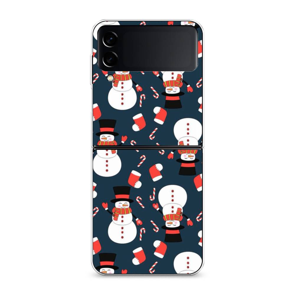 

Чехол на Samsung Galaxy Z Flip 3 "Синие снеговики", Синий;белый;красный, 2103750-5