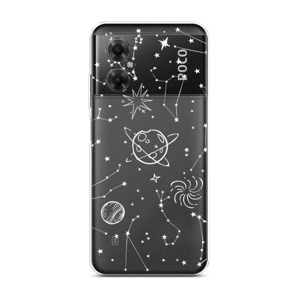 

Чехол на Xiaomi Poco M4 5G "Планеты в космосе", Белый, 316550-2