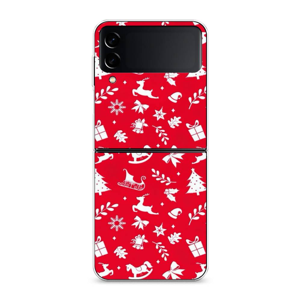 

Чехол на Samsung Galaxy Z Flip 3 "Красный новогодний фон", Красный;белый, 2103750-5
