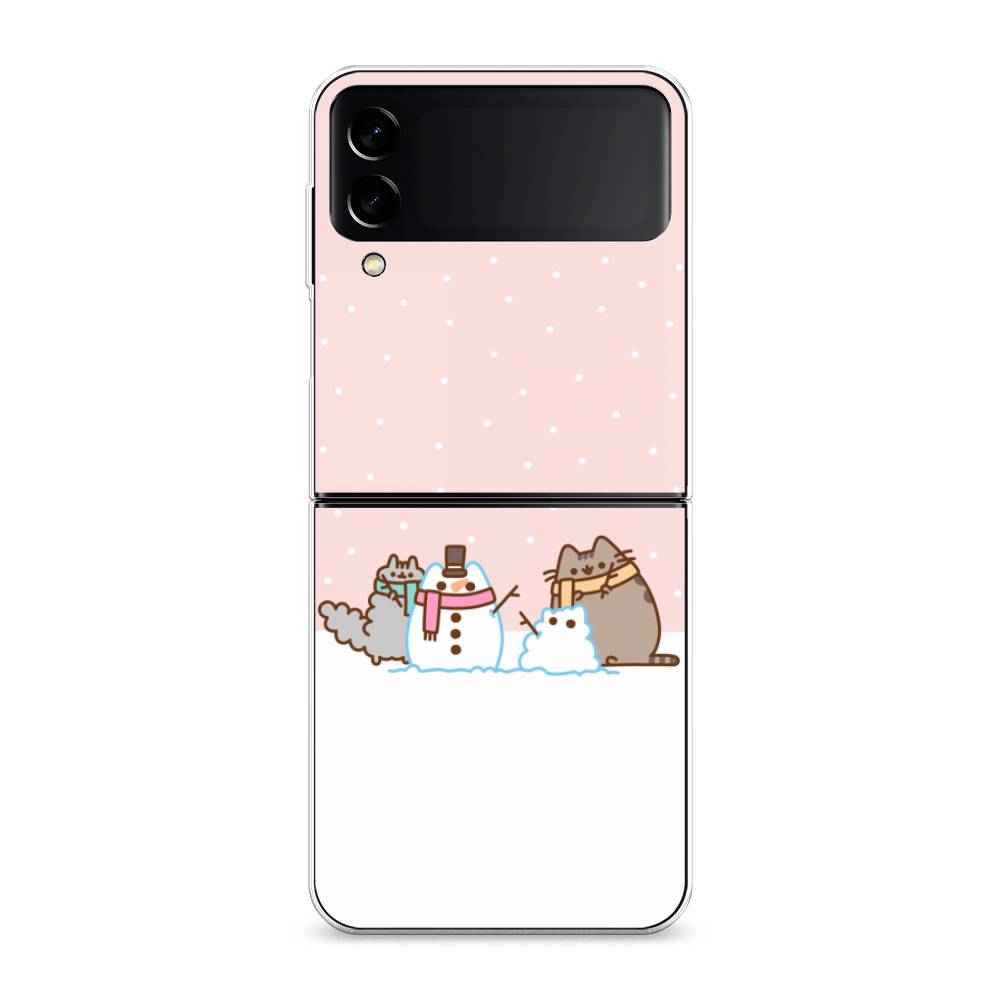 

Чехол на Samsung Galaxy Z Flip 3 "Котики в снегу", Розовый;белый;серый, 2103750-5