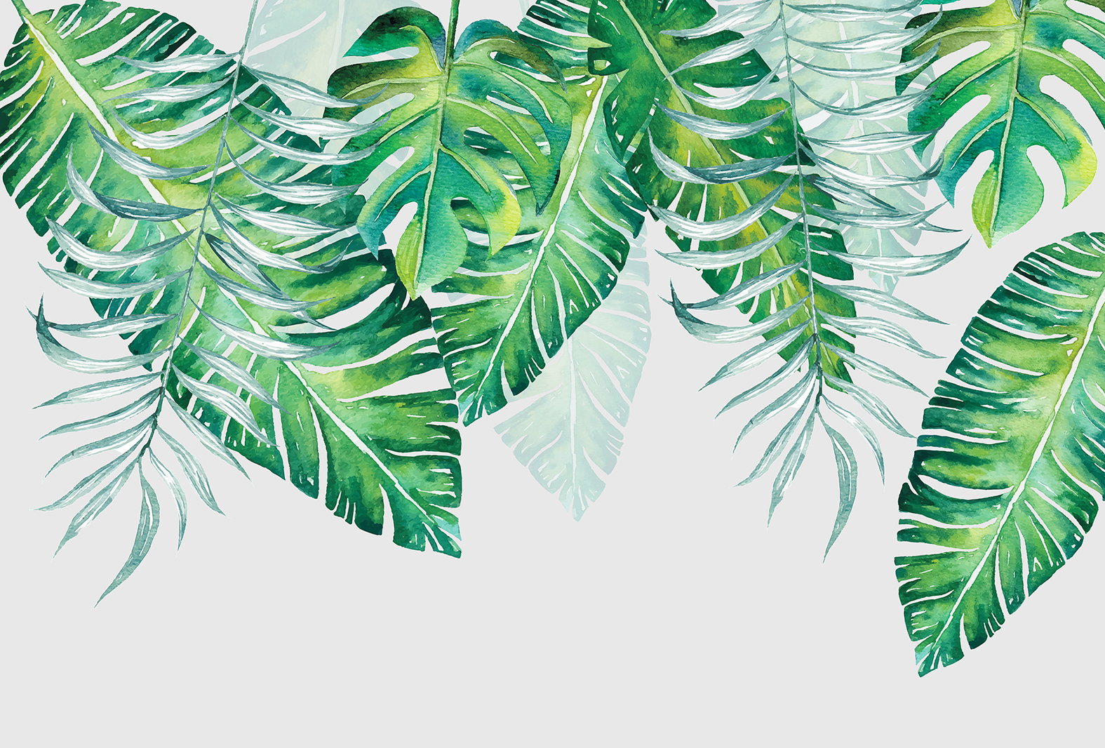 Фотообои Photostena Тропические зеленые листья 4 x 2,7 м платок женский 55х55 см полиэстер белый зеленые листья kerchief