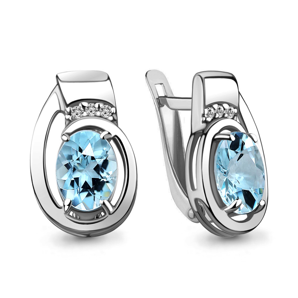 

Серьги из серебра с топазом Aquamarine Aquamarine 4741902А_925_р, 4741902А_925_р