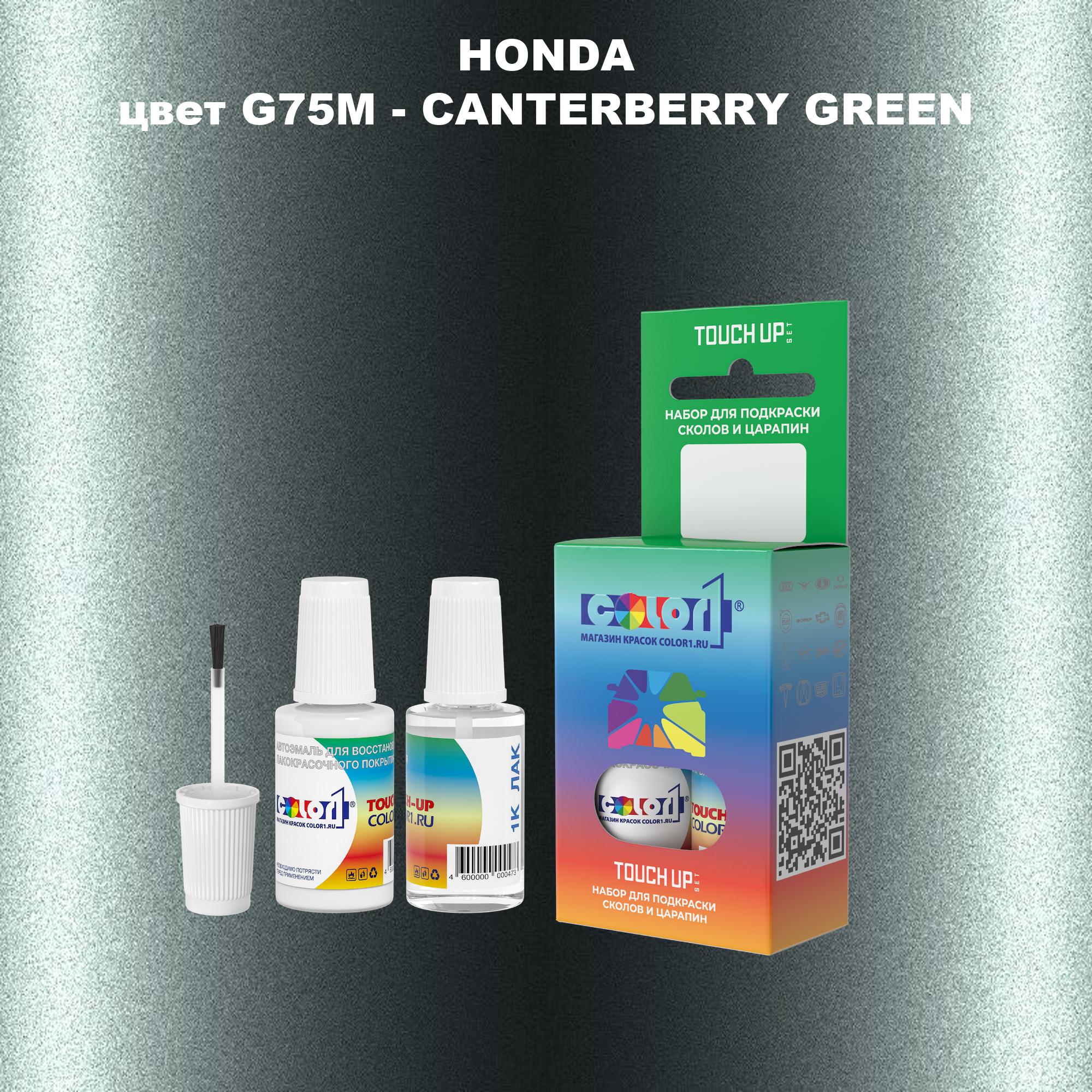 

Краска для сколов во флаконе с кисточкой COLOR1 для HONDA, цвет G75M - CANTERBERRY GREEN, Прозрачный