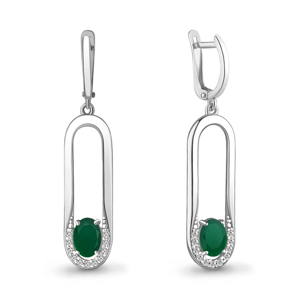 

Серьги из серебра с агатом\фианитом Aquamarine Aquamarine 4741109А_925_р, 4741109А_925_р