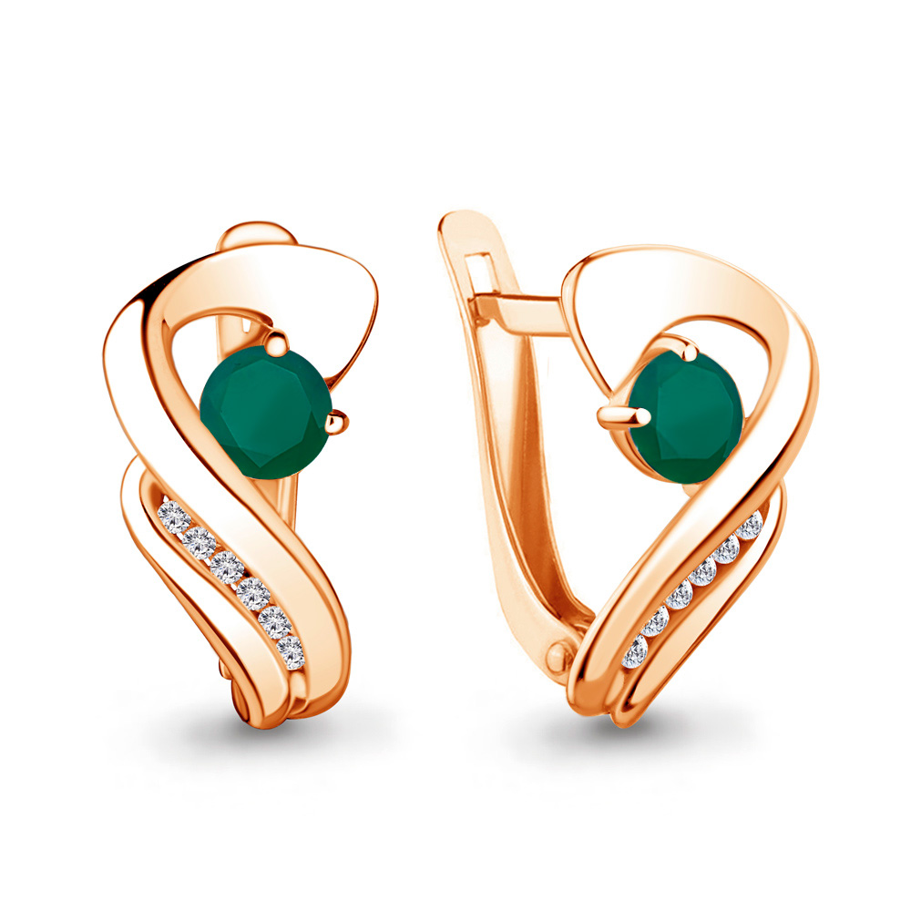 

Серьги из серебра с агатом\фианитом Aquamarine Aquamarine 4740309А_925_з, 4740309А_925_з