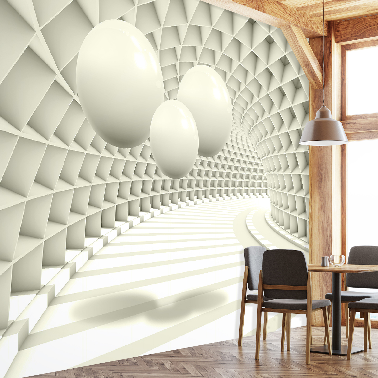 Фотообои Photostena 3D парящие шары в тоннеле 3,56 x 2,65 м наклейки на шары с тиснением