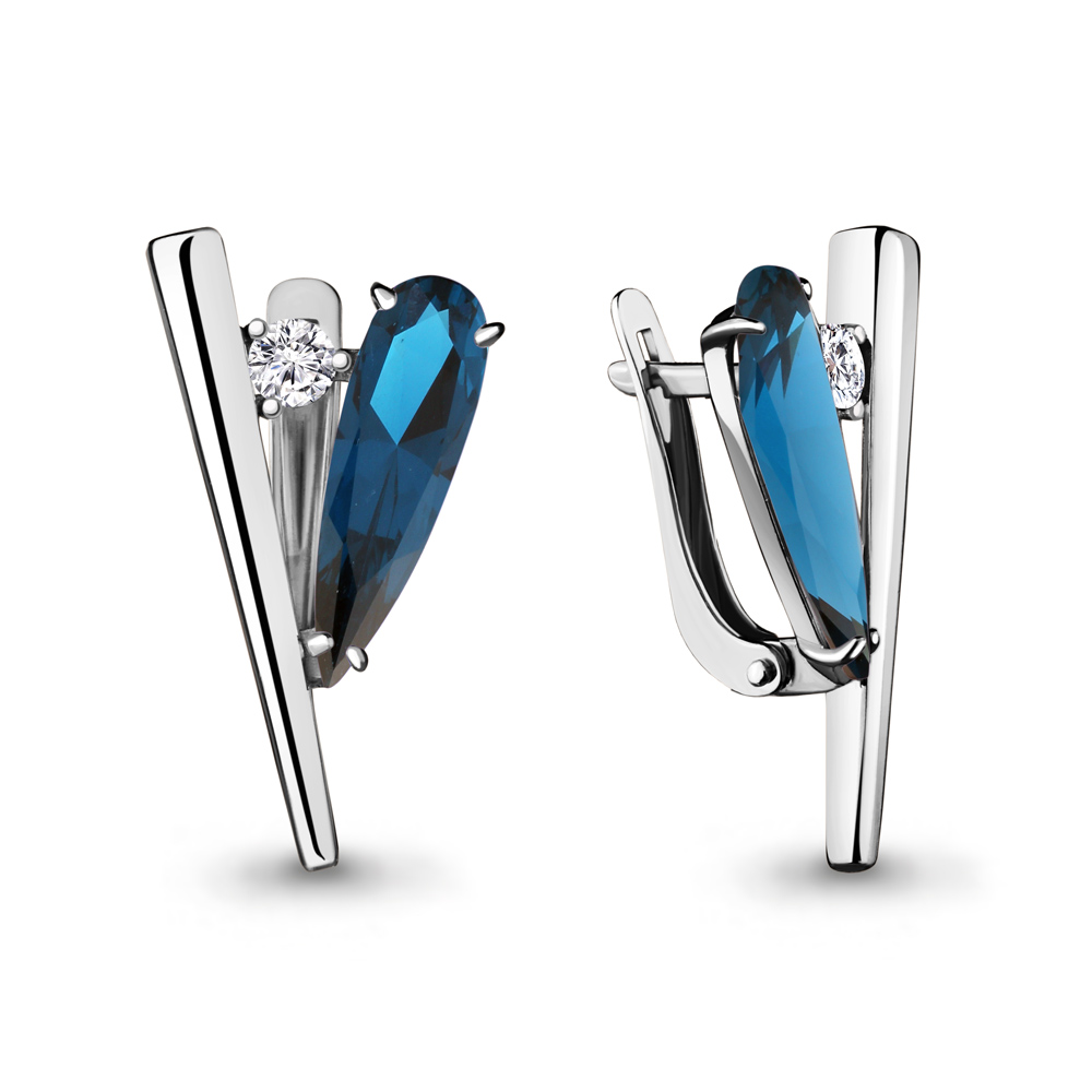 

Серьги из серебра с фианитом Aquamarine Aquamarine 4739693А_925_р, 4739693А_925_р