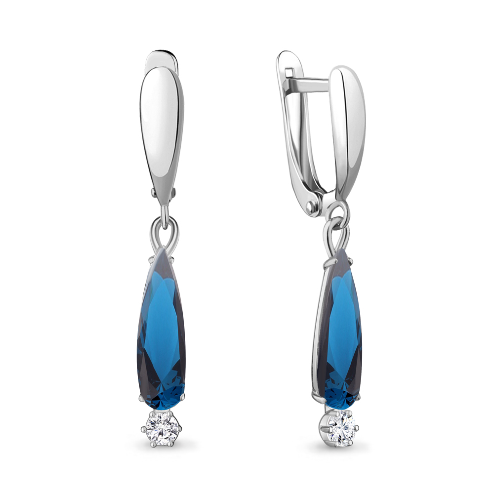 

Серьги из серебра с фианитом Aquamarine Aquamarine 4739493А_925_р, 4739493А_925_р