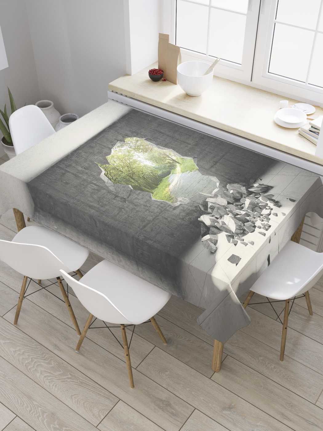 

Скатерть прямоугольная JoyArty "Проломленная стена" из оксфорда, 180x145 см, Проломленная стена