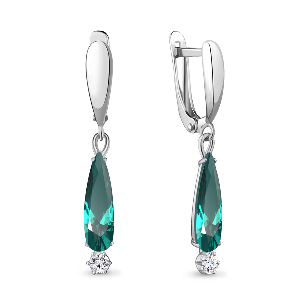 

Серьги из серебра с фианитом Aquamarine Aquamarine 4739488А_925_р, 4739488А_925_р