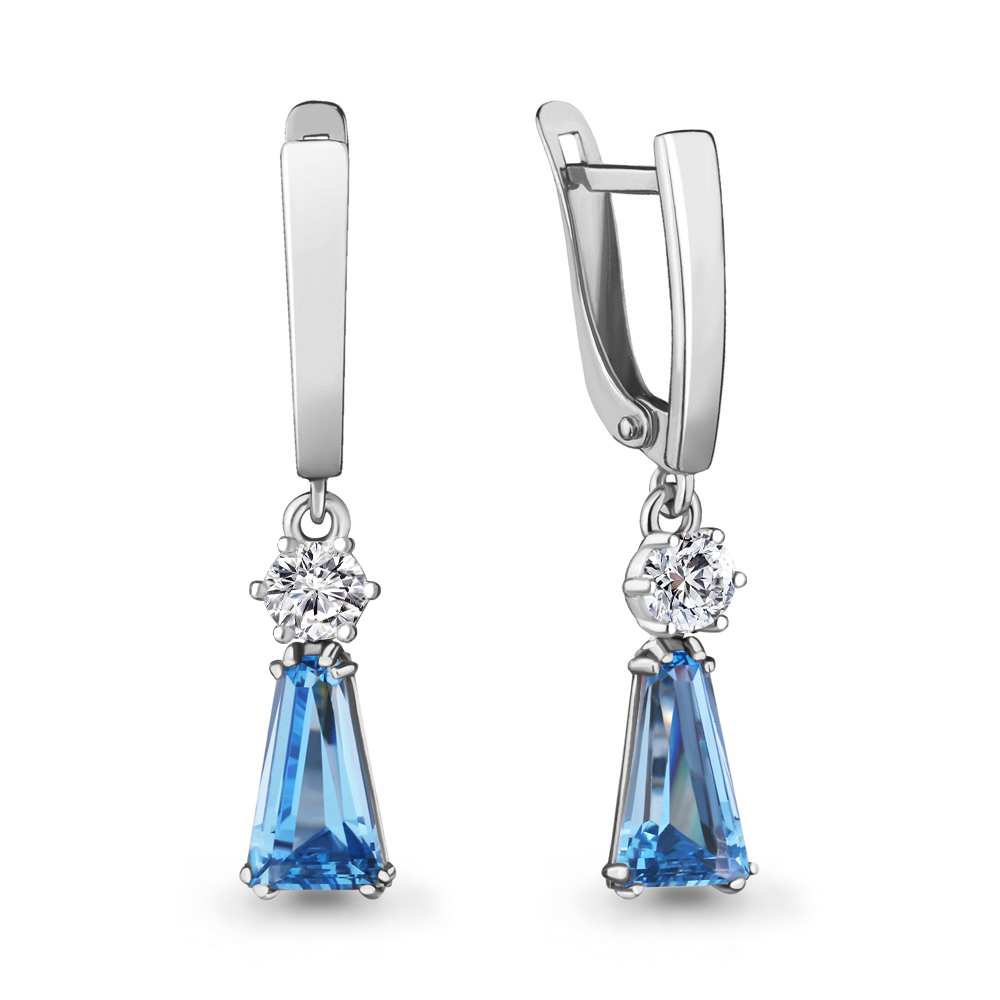 

Серьги из серебра с фианитом Aquamarine Aquamarine 4739392А_925_р, 4739392А_925_р