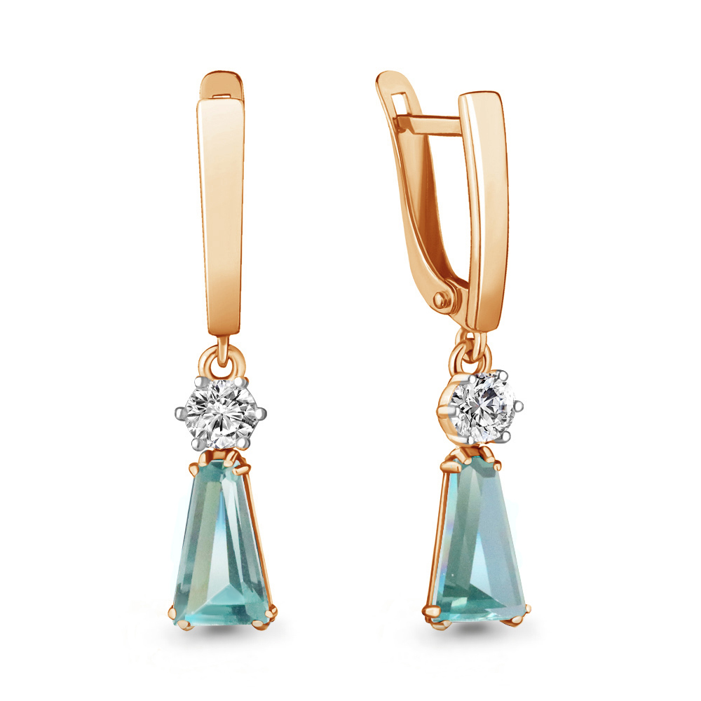 

Серьги из серебра с фианитом Aquamarine Aquamarine 4739388А_925_з, 4739388А_925_з