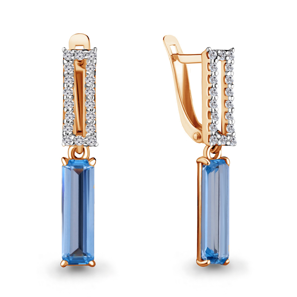 

Серьги из серебра с фианитом Aquamarine Aquamarine 4739092А_925_з, 4739092А_925_з