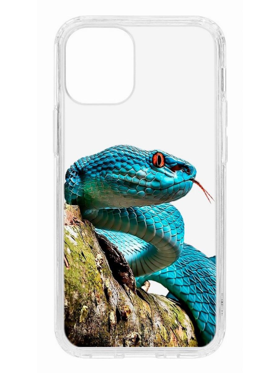 

Чехол на Apple iPhone 12 mini Kruche Print Змея, Прозрачный;разноцветный;черный;белый