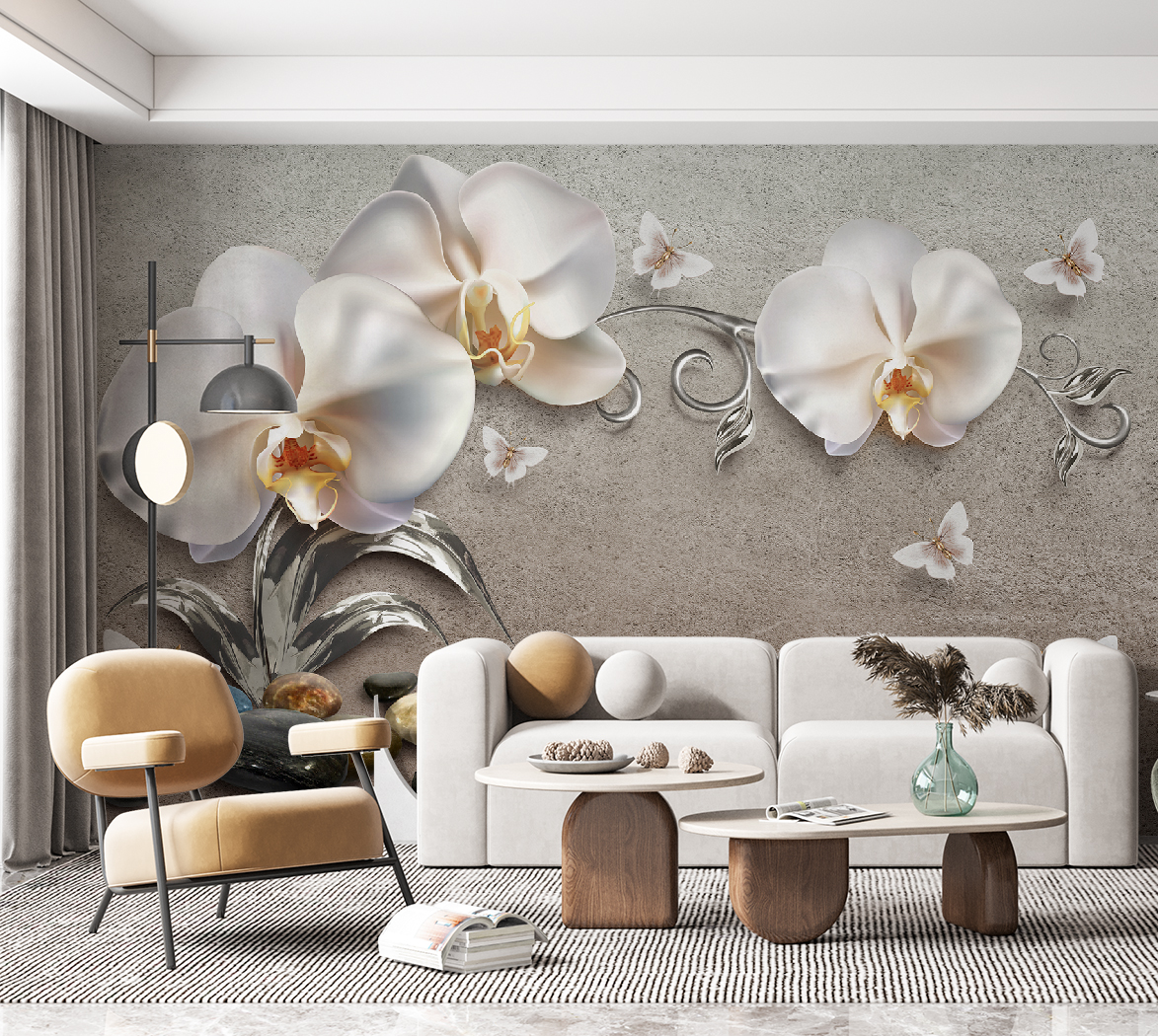 Фотообои Photostena 3D Белые орхидеи 4,08 x 2,65 м led snl 540 2 4m 240v ww c белые теплые светодиоды на прозр проводе соединяемая