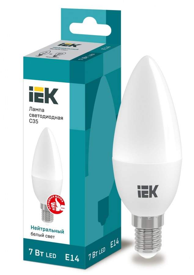 Лампа светодиодная IEK E14 7W 4000K 