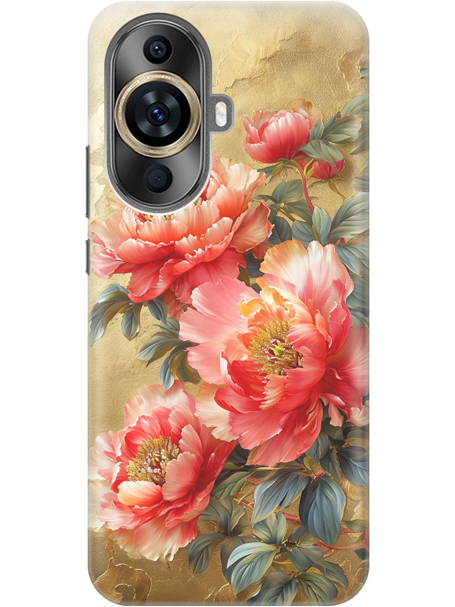 

Силиконовый чехол на Huawei nova 11 с принтом "Винтажные пионы", Прозрачный;зеленый;золотистый;красный, 769391123