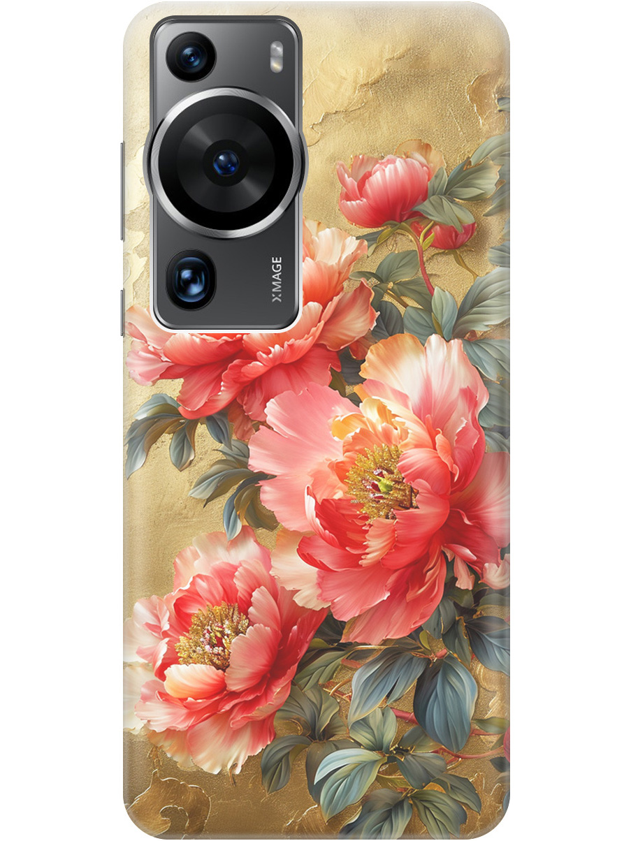

Силиконовый чехол на Huawei P60 Pro с принтом "Винтажные пионы", Прозрачный;зеленый;золотистый;красный, 772620823